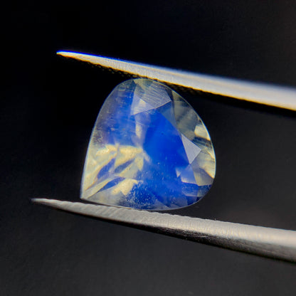 Natural Blue Fire Rainbow Moonstone 1.30 Carat 7.6x7.5 MM Heart Shape Faceted Gemstone