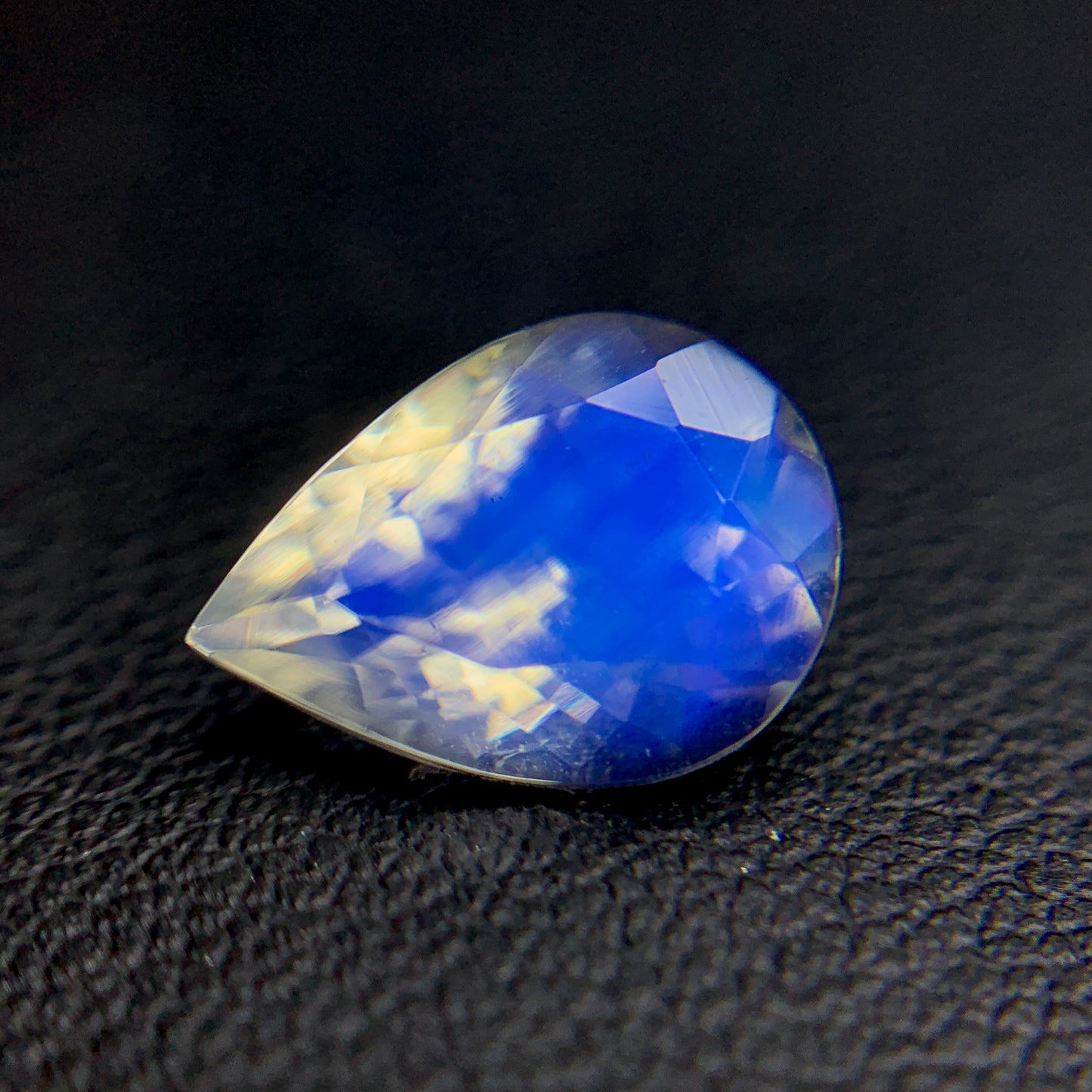 Natural Blue Fire Rainbow Moonstone 2.48 Carat 11x8 MM Pear Shape Faceted Gemstone