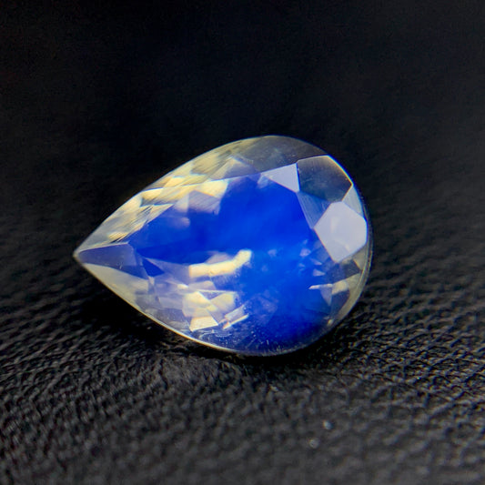Natural Blue Fire Rainbow Moonstone 2.48 Carat 11x8 MM Pear Shape Faceted Gemstone