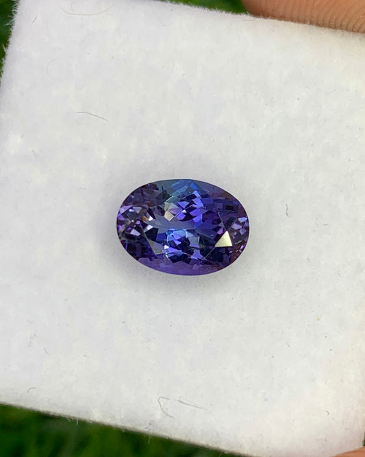 Natural Rare Unique Bi Color Tanzanite 1.25 Carat 7.7x5.6 MM Oval Shape Faceted Gemstone