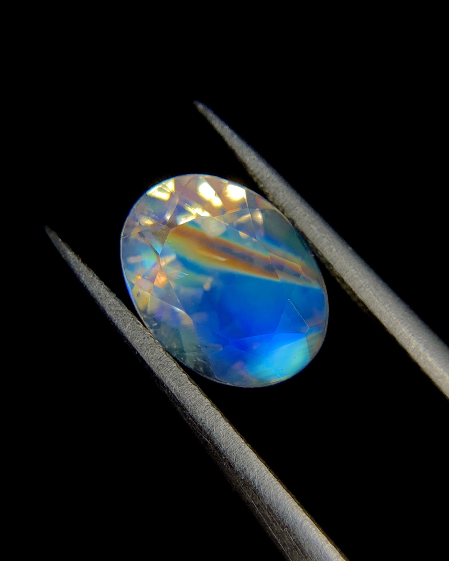 Natural Multi Fire Rainbow Moonstone 1.14 Carat 8x6 MM Oval Shape Faceted Gemstone