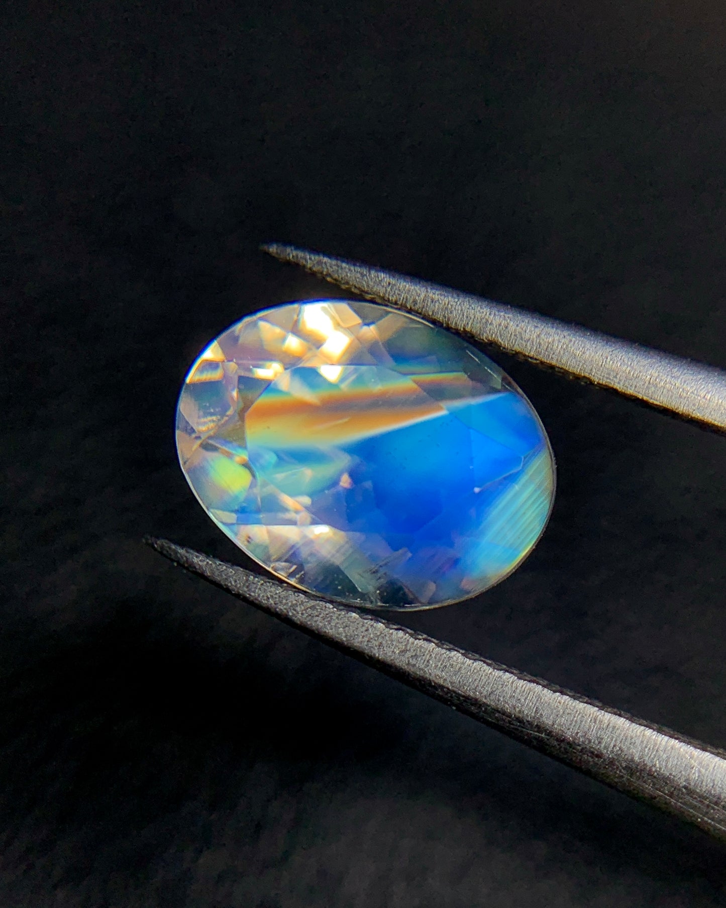 Natural Multi Fire Rainbow Moonstone 1.14 Carat 8x6 MM Oval Shape Faceted Gemstone