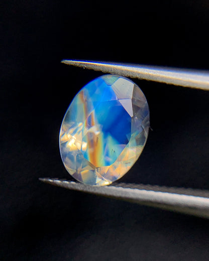 Natural Multi Fire Rainbow Moonstone 1.14 Carat 8x6 MM Oval Shape Faceted Gemstone