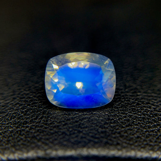 Natural Blue Fire Rainbow Moonstone 2.61 Carat 9.8x7.8 MM Cushion Shape Faceted Gemstone