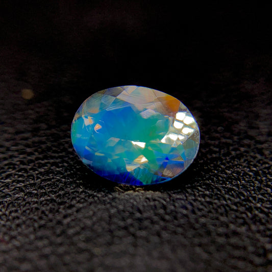 Natural Multi Fire Rainbow Moonstone 1.15 Carat 7.8x6 MM Oval Shape Faceted Gemstone (From Madagascar)