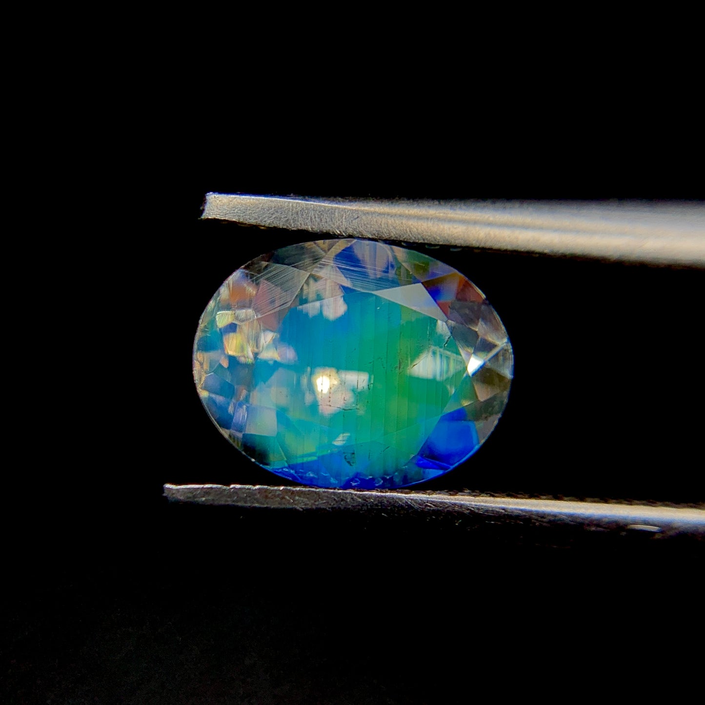 Natural Multi Fire Rainbow Moonstone 1.15 Carat 7.8x6 MM Oval Shape Faceted Gemstone (From Madagascar)