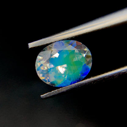 Natural Multi Fire Rainbow Moonstone 1.15 Carat 7.8x6 MM Oval Shape Faceted Gemstone (From Madagascar)