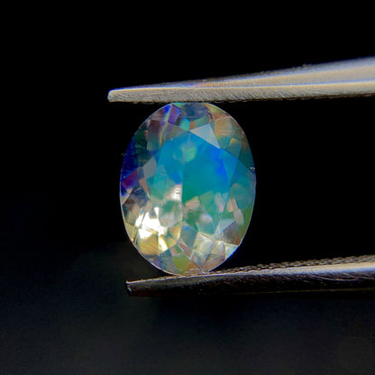 Natural Multi Fire Rainbow Moonstone 1.15 Carat 7.8x6 MM Oval Shape Faceted Gemstone (From Madagascar)