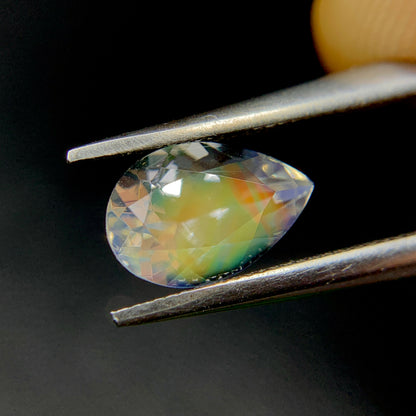 Natural Multi Fire Rainbow Moonstone 1.32 Carat 9x6 MM Pear Shape Faceted Gemstone (From Madagascar)