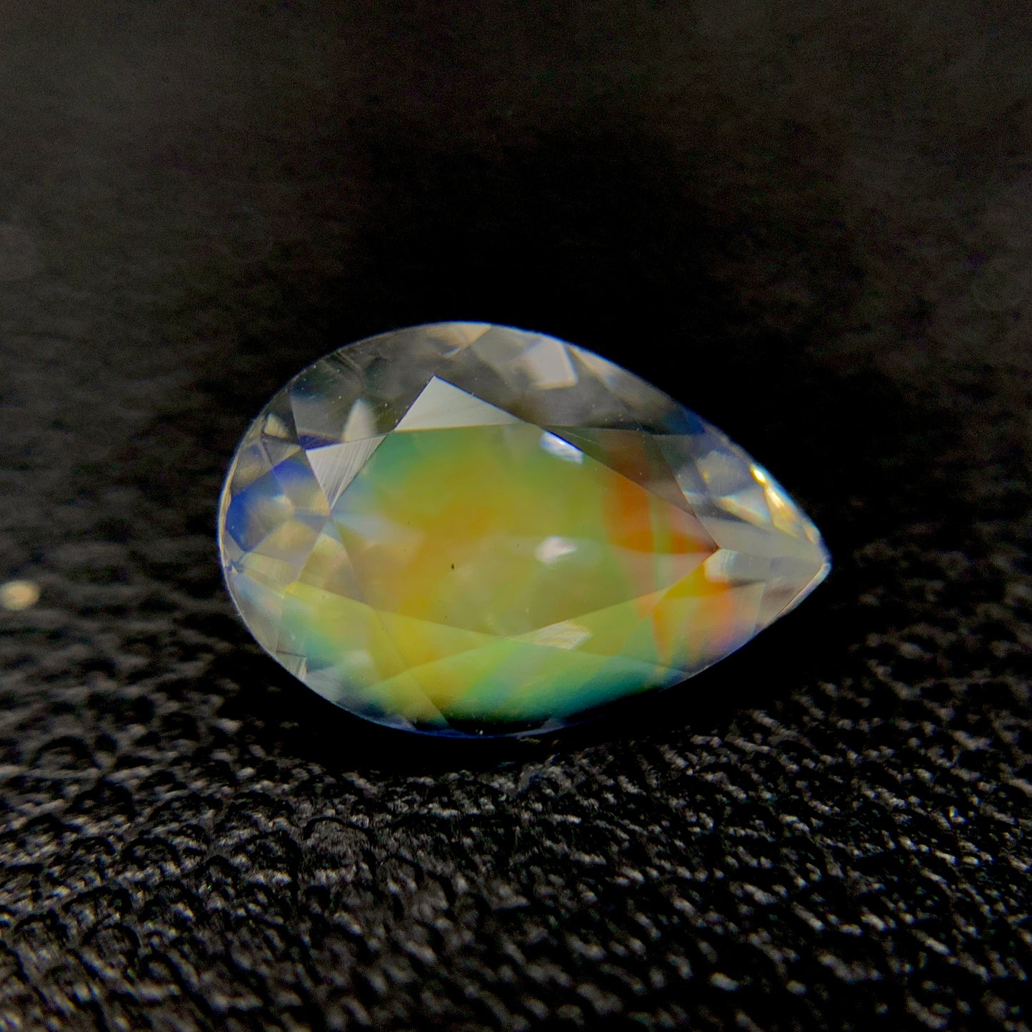 Natural Multi Fire Rainbow Moonstone 1.32 Carat 9x6 MM Pear Shape Faceted Gemstone (From Madagascar)