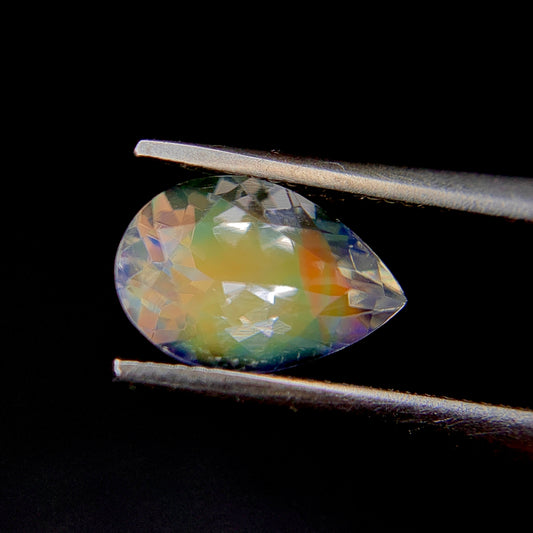 Natural Multi Fire Rainbow Moonstone 1.32 Carat 9x6 MM Pear Shape Faceted Gemstone (From Madagascar)