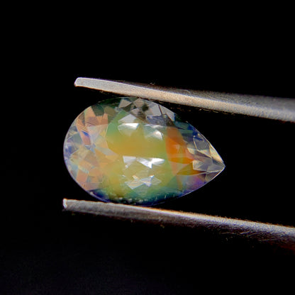 Natural Multi Fire Rainbow Moonstone 1.32 Carat 9x6 MM Pear Shape Faceted Gemstone (From Madagascar)