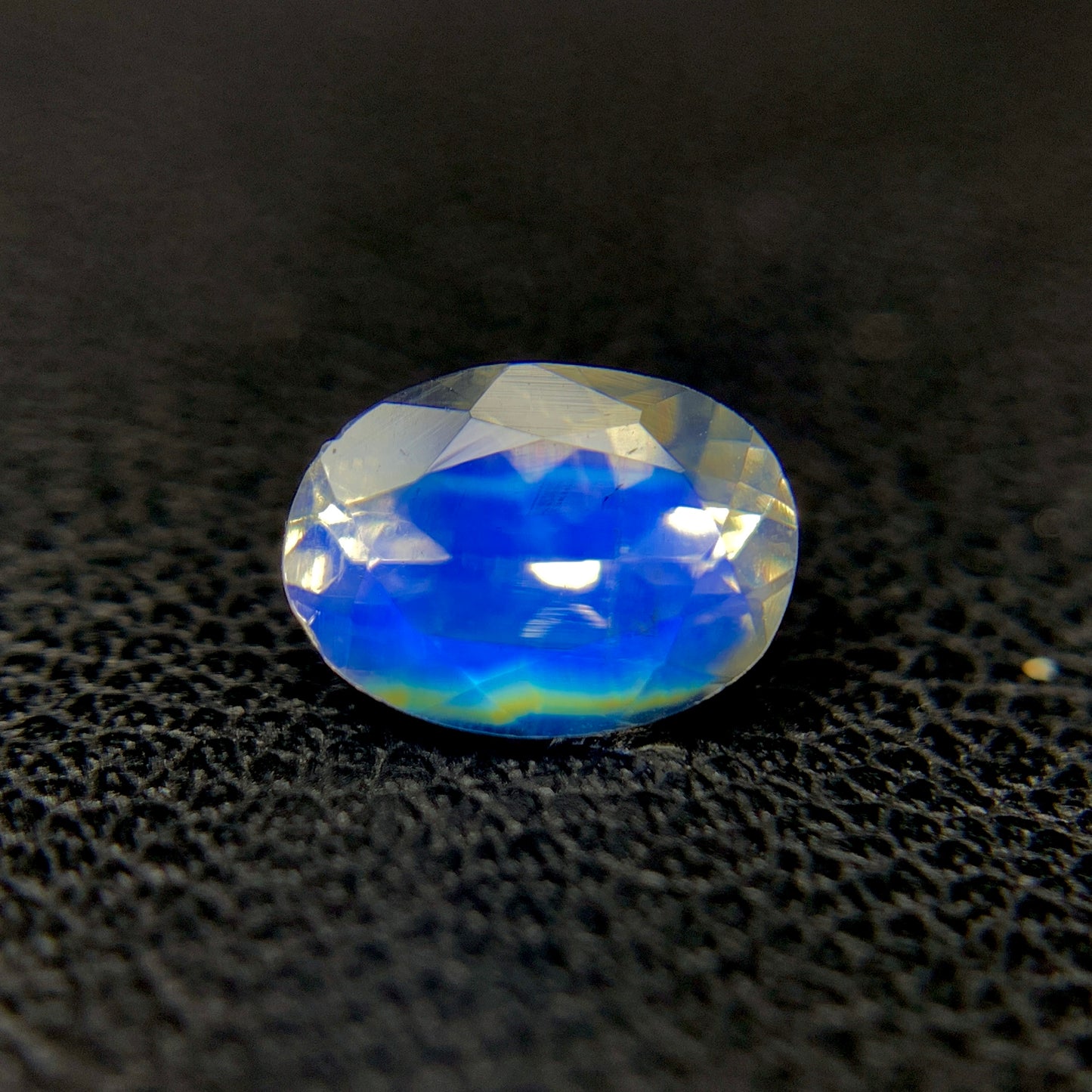 Natural Multi Fire Rainbow Moonstone 0.74 Carat 6.8x5 MM Oval Shape Faceted Gemstone (From Madagascar)