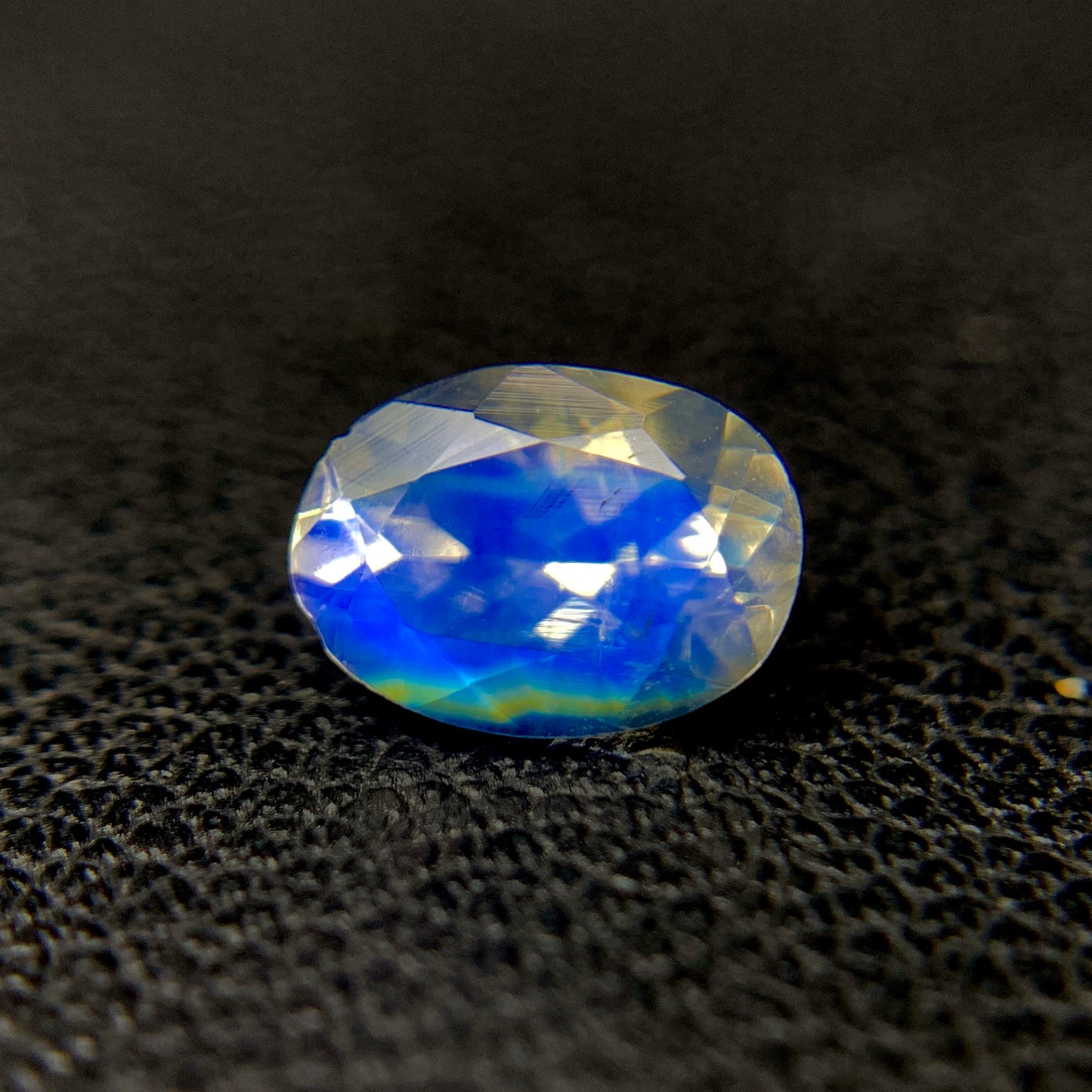 Natural Multi Fire Rainbow Moonstone 0.74 Carat 6.8x5 MM Oval Shape Faceted Gemstone (From Madagascar)