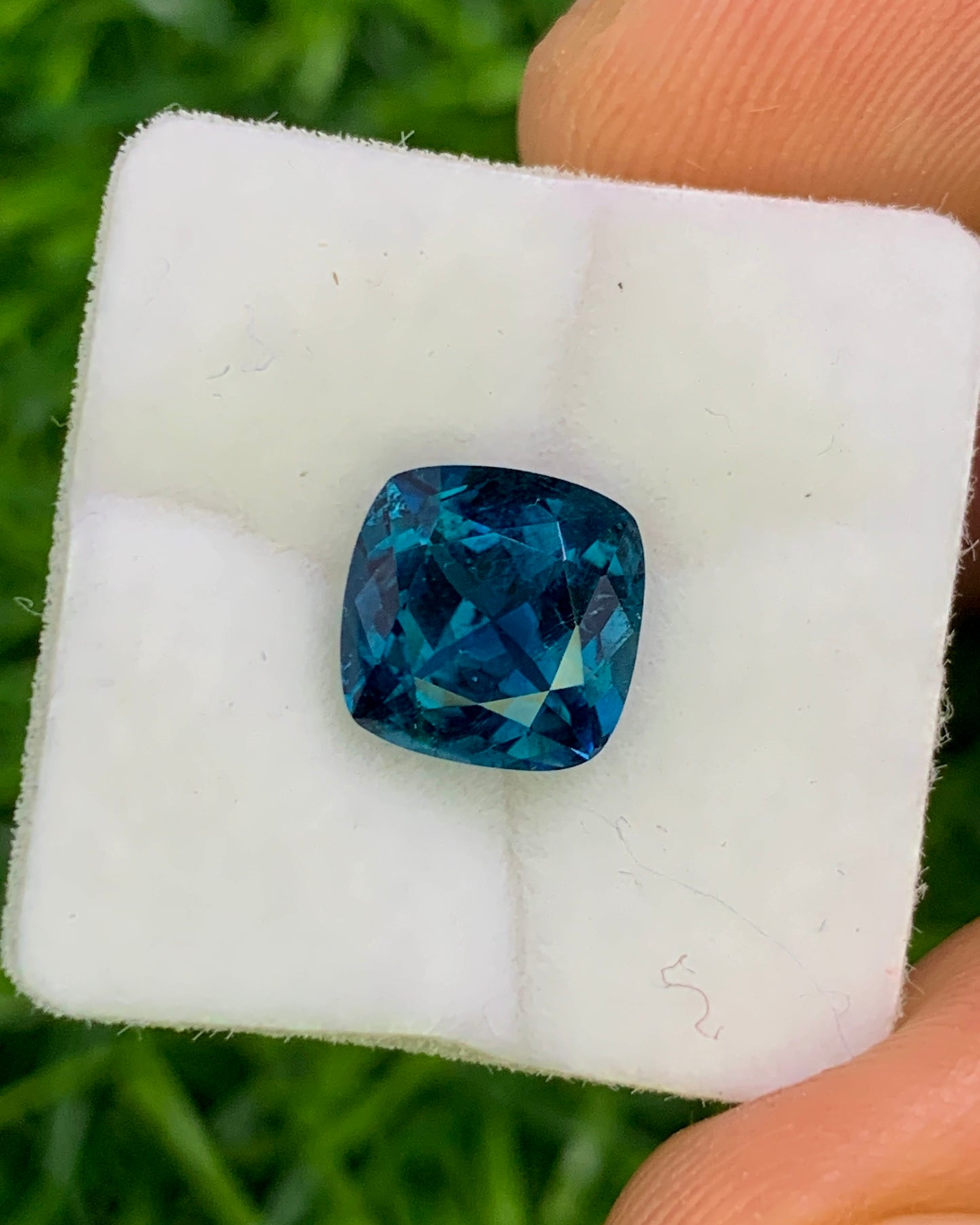 Natural Blue Tourmaline 2.04 Carat 7.7x7.7 MM Cushion Shape Faceted Gemstone