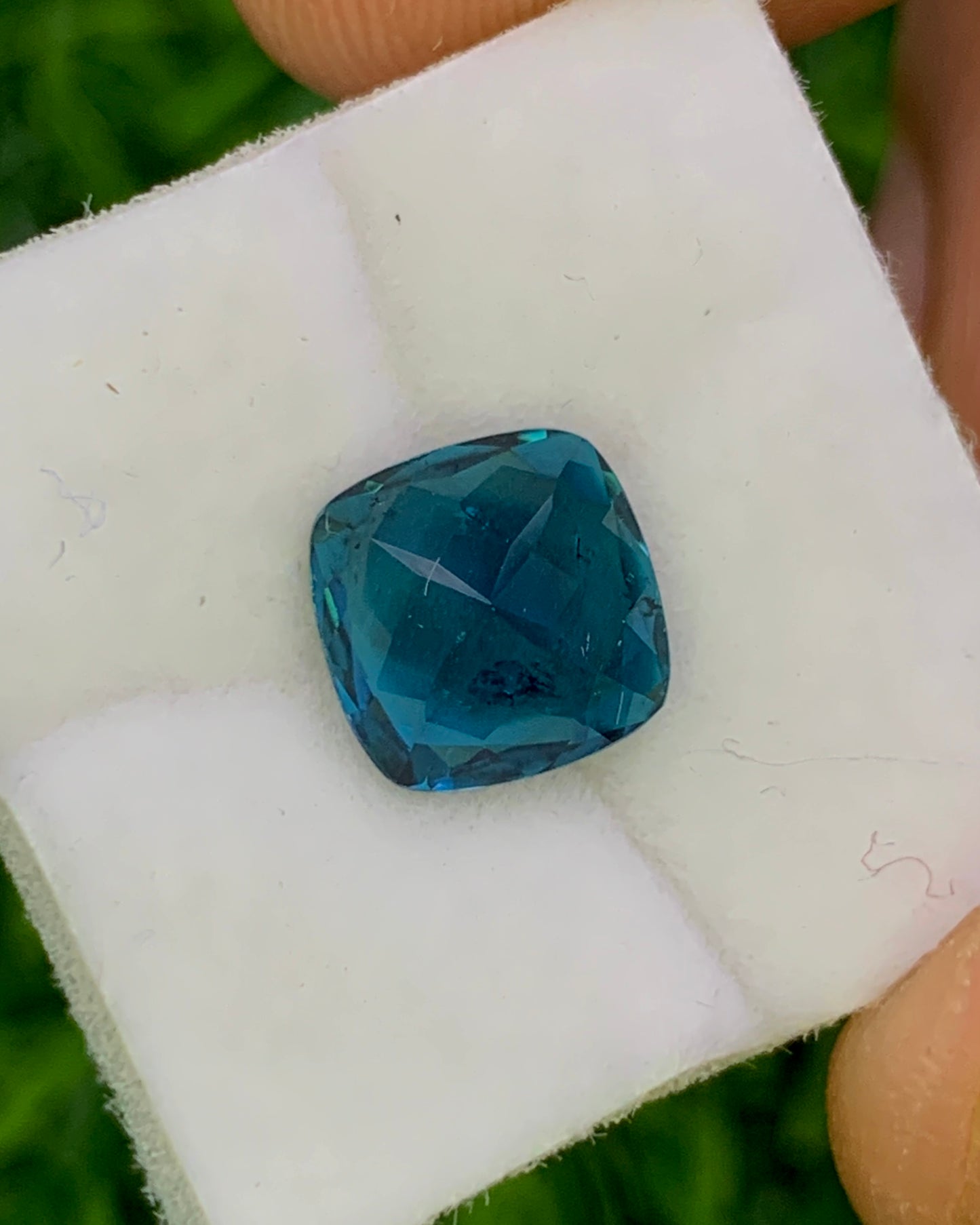 Natural Blue Tourmaline 2.04 Carat 7.7x7.7 MM Cushion Shape Faceted Gemstone