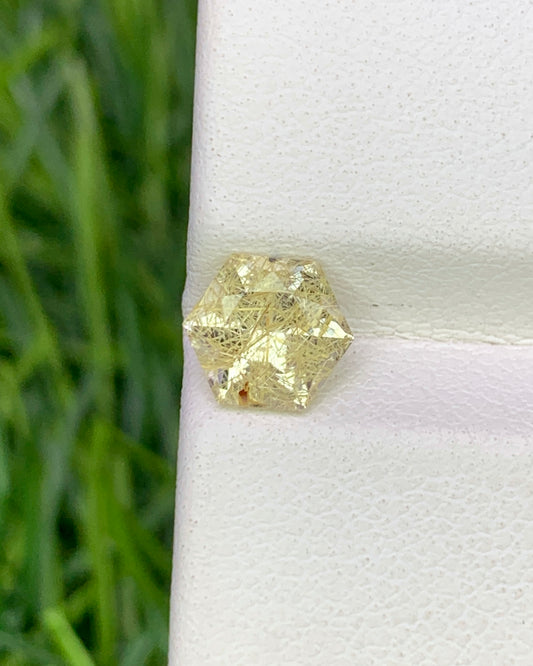 Natural Golden Rutile Quartz 0.83 Carat 6x6 MM Fancy Shape Faceted Gemstone
