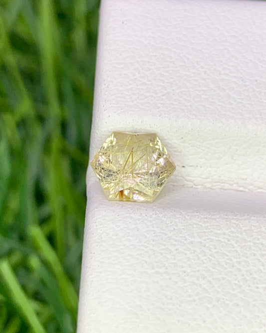 Natural Golden Rutile Quartz 0.83 Carat 6x6 MM Fancy Shape Faceted Gemstone