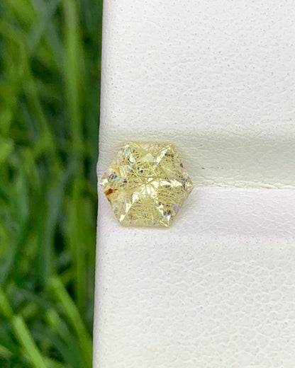 Natural Golden Rutile Quartz 0.83 Carat 6x6 MM Fancy Shape Faceted Gemstone