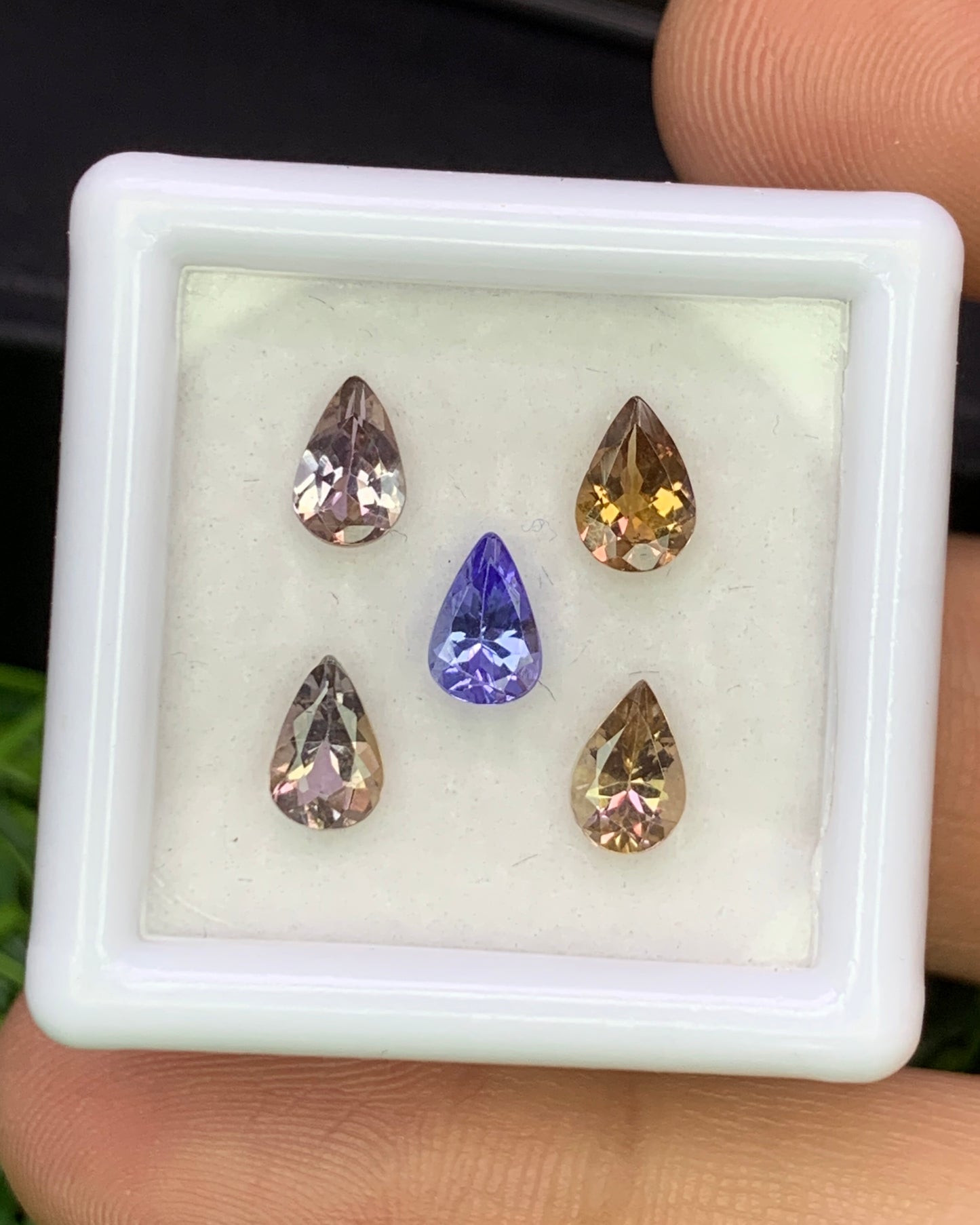 Natural Unheated Bi Color Tanzanite Lot 2.05 Carat 6x4 MM (Approx) Pear Shape Faceted Gemstone 5 Piece Lot