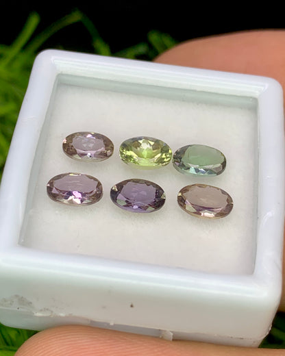 Natural Unheated Bi Color Tanzanite Lot 2.85 Carat 6x4 MM (Approx) Oval Shape Faceted Gemstone 6 Piece Lot