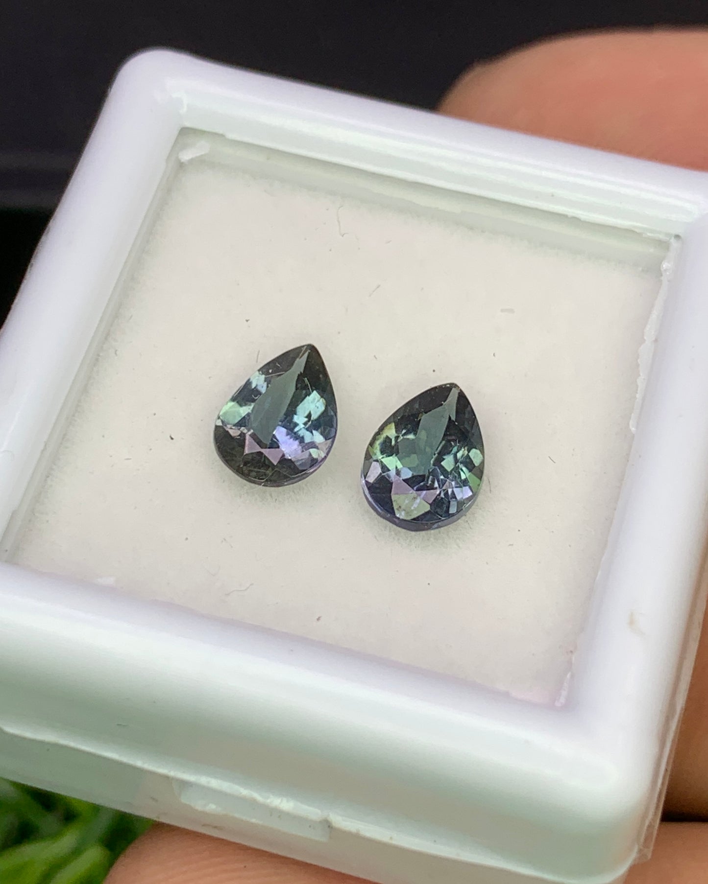 Natural Unheated Bi Color Tanzanite Lot 1.37 Carat 7x5 MM Pear Shape Faceted Gemstone 2 Piece Lot