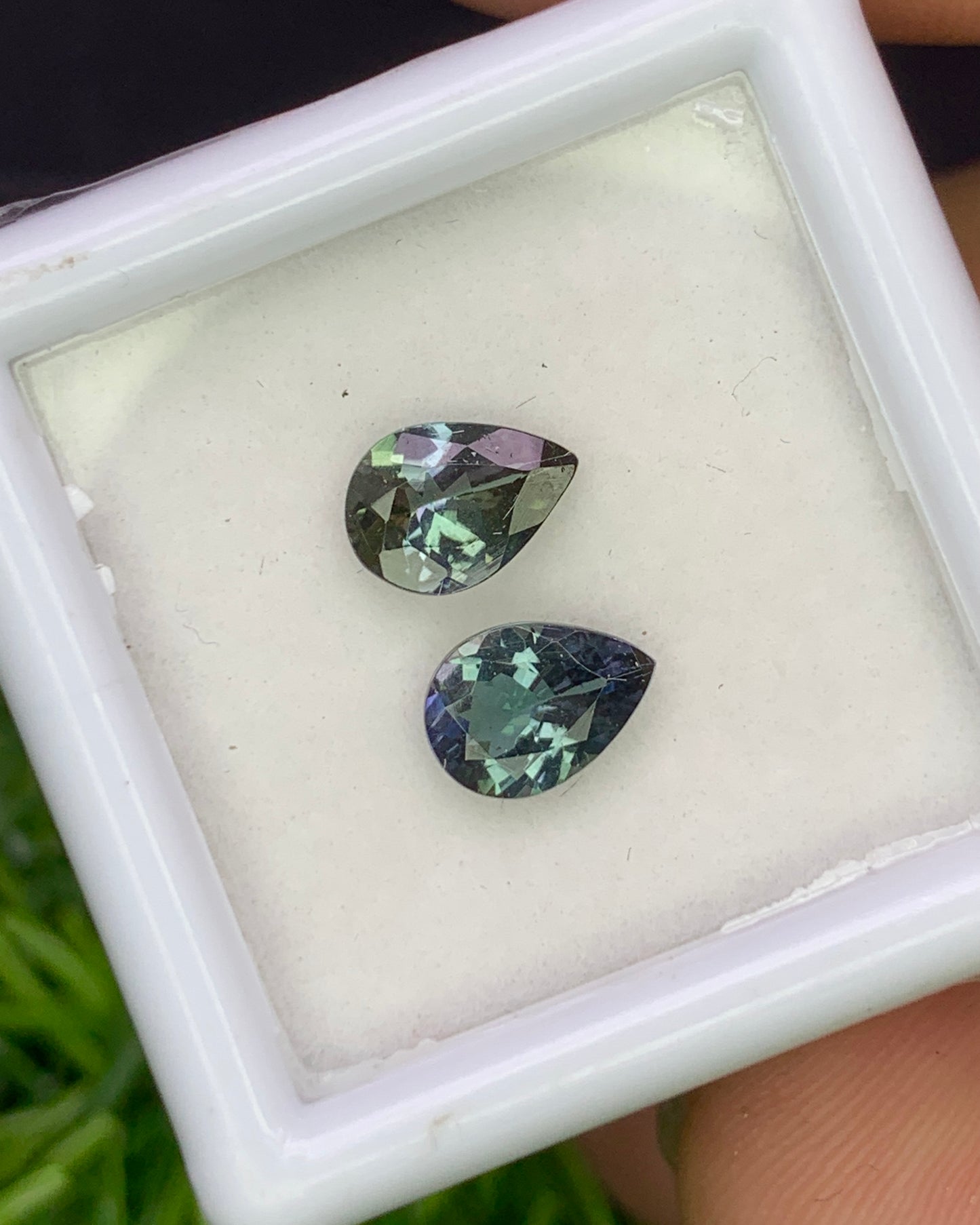 Natural Unheated Bi Color Tanzanite Lot 1.37 Carat 7x5 MM Pear Shape Faceted Gemstone 2 Piece Lot