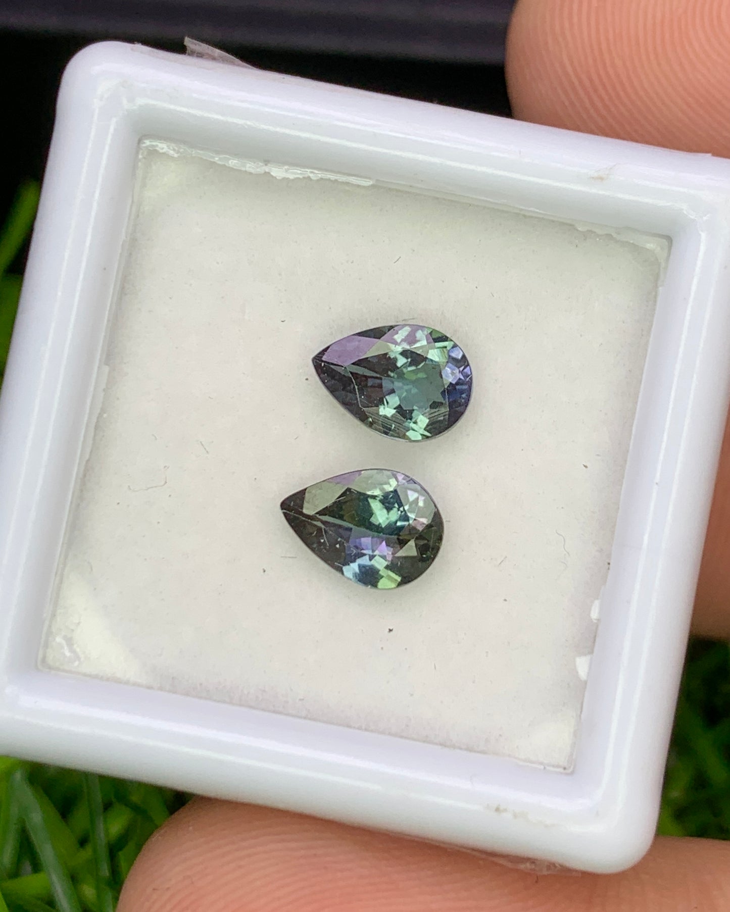 Natural Unheated Bi Color Tanzanite Lot 1.37 Carat 7x5 MM Pear Shape Faceted Gemstone 2 Piece Lot