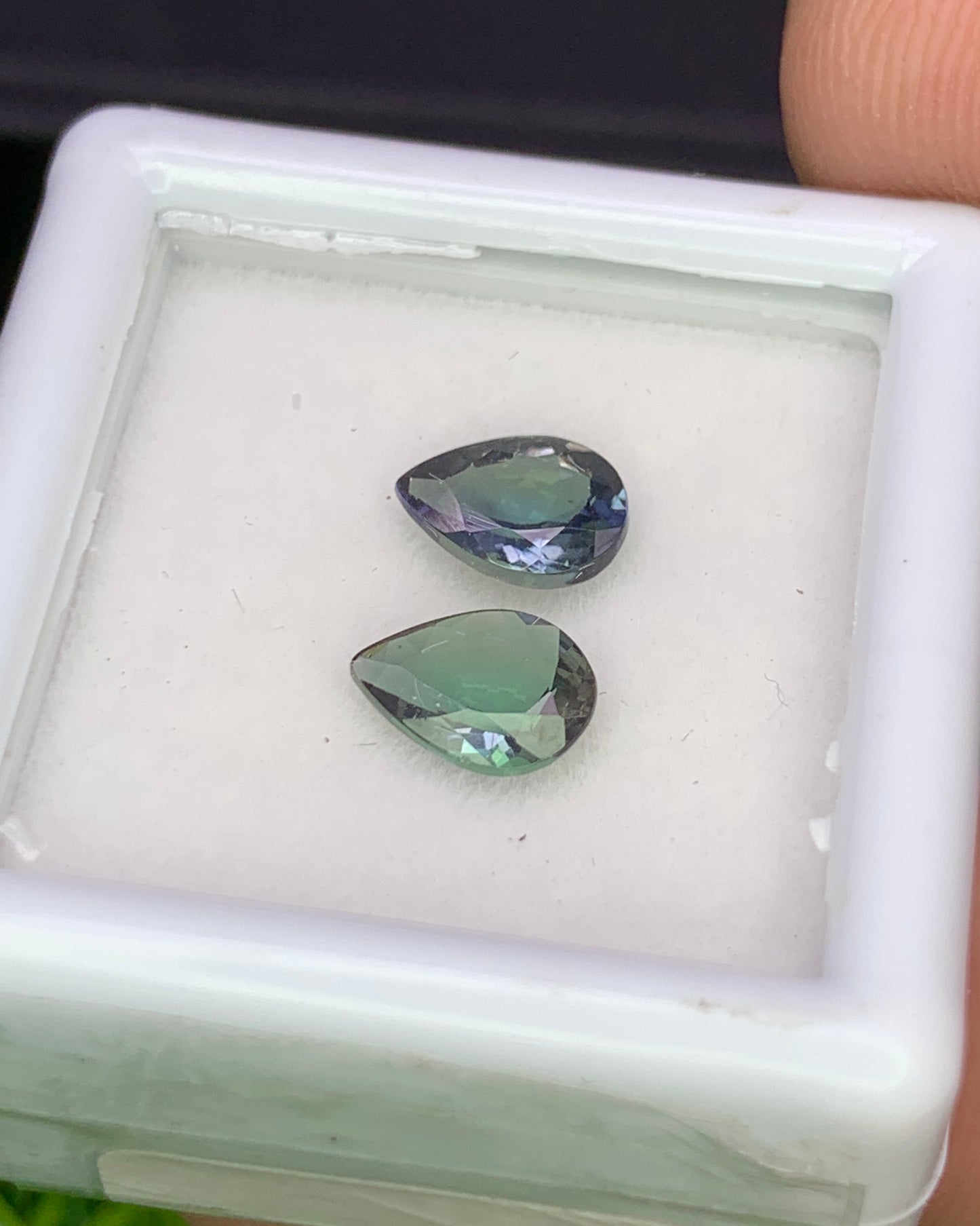 Natural Unheated Bi Color Tanzanite Lot 1.37 Carat 7x5 MM Pear Shape Faceted Gemstone 2 Piece Lot