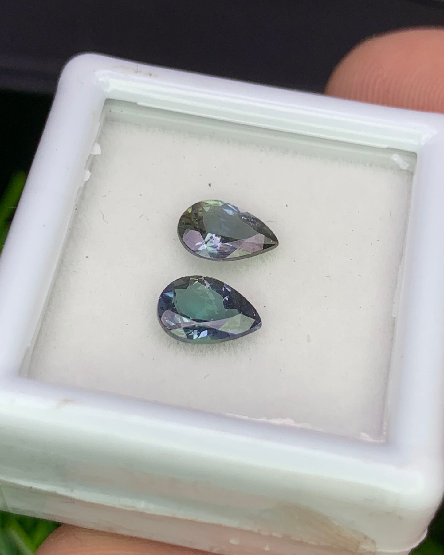 Natural Unheated Bi Color Tanzanite Lot 1.37 Carat 7x5 MM Pear Shape Faceted Gemstone 2 Piece Lot