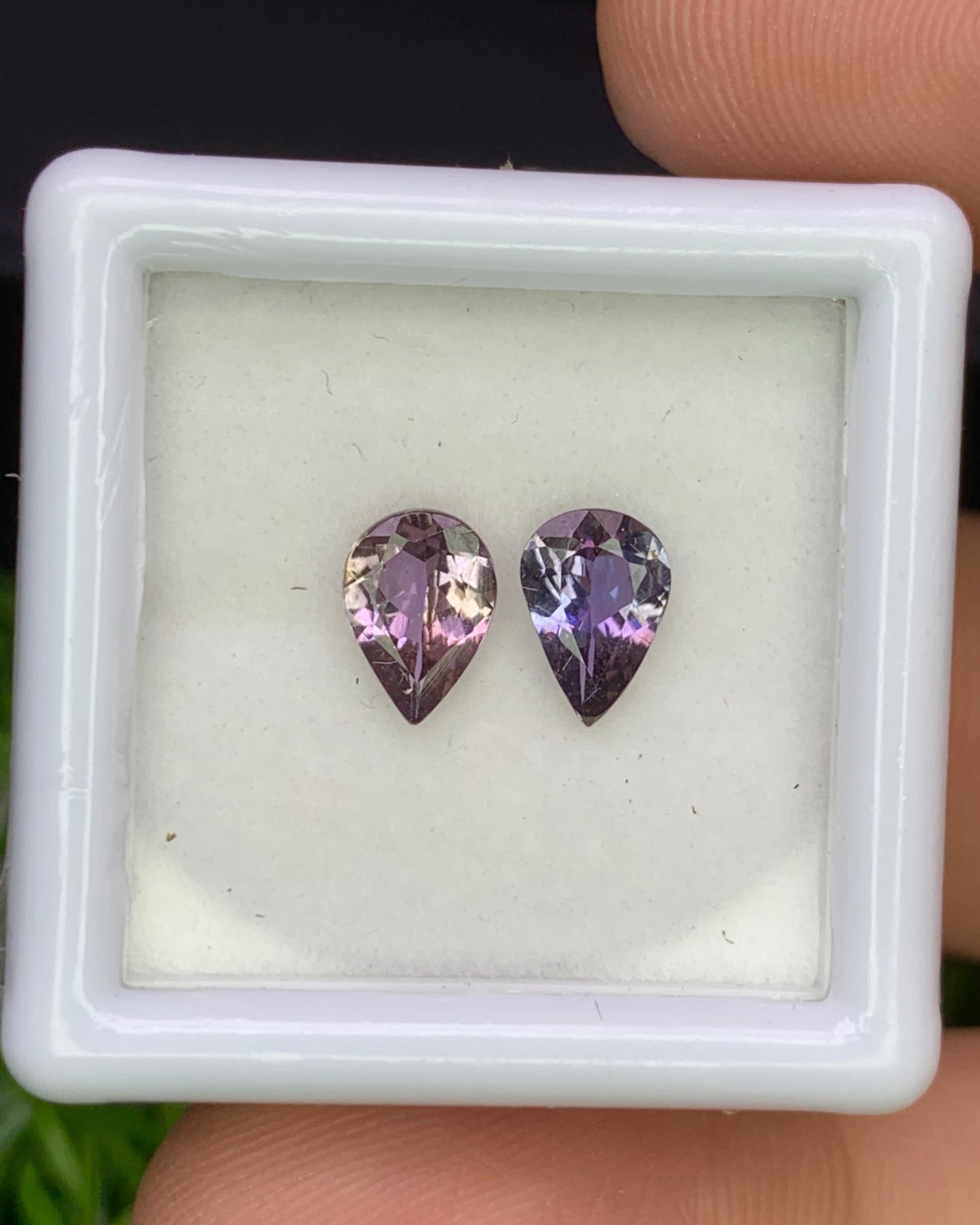 Natural Unheated Bi Color Tanzanite Lot 1.23 Carat 7x5 MM Pear Shape Faceted Gemstone 2 Piece Lot