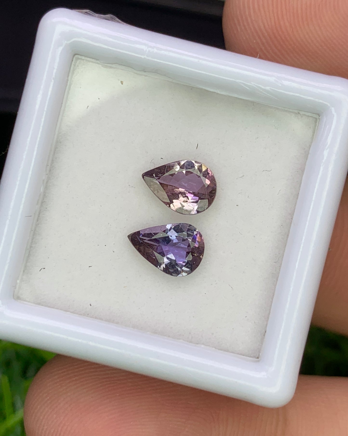 Natural Unheated Bi Color Tanzanite Lot 1.23 Carat 7x5 MM Pear Shape Faceted Gemstone 2 Piece Lot