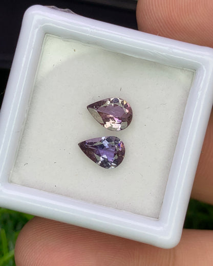 Natural Unheated Bi Color Tanzanite Lot 1.23 Carat 7x5 MM Pear Shape Faceted Gemstone 2 Piece Lot