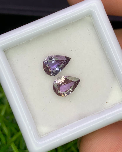 Natural Unheated Bi Color Tanzanite Lot 1.23 Carat 7x5 MM Pear Shape Faceted Gemstone 2 Piece Lot