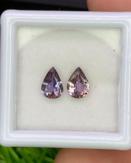 Natural Unheated Bi Color Tanzanite Lot 1.23 Carat 7x5 MM Pear Shape Faceted Gemstone 2 Piece Lot