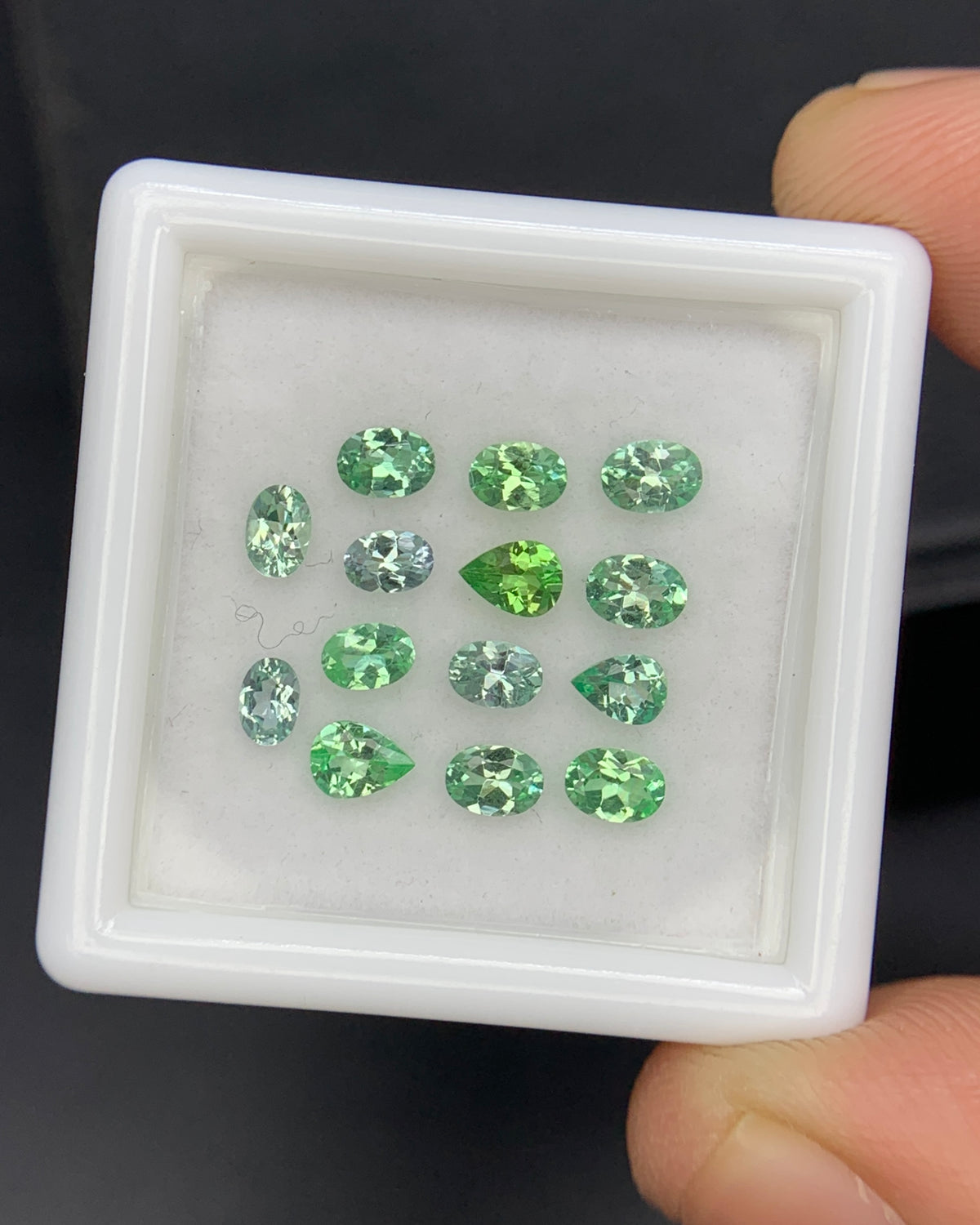 Natural Green Kornerupine Lot 1.47 Carat Mix Size Mix Shape Faceted Gemstone 14 Piece Lot
