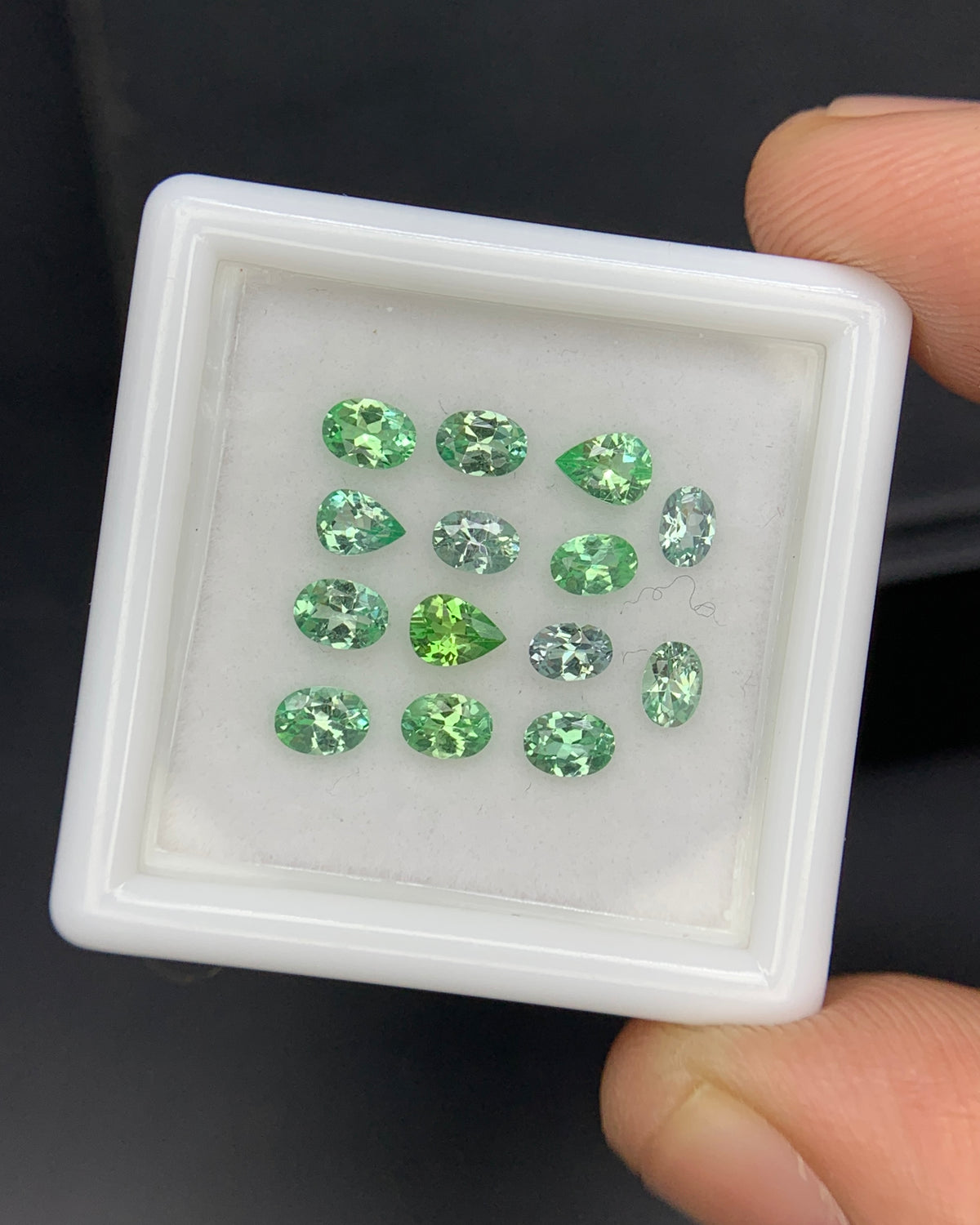 Natural Green Kornerupine Lot 1.47 Carat Mix Size Mix Shape Faceted Gemstone 14 Piece Lot