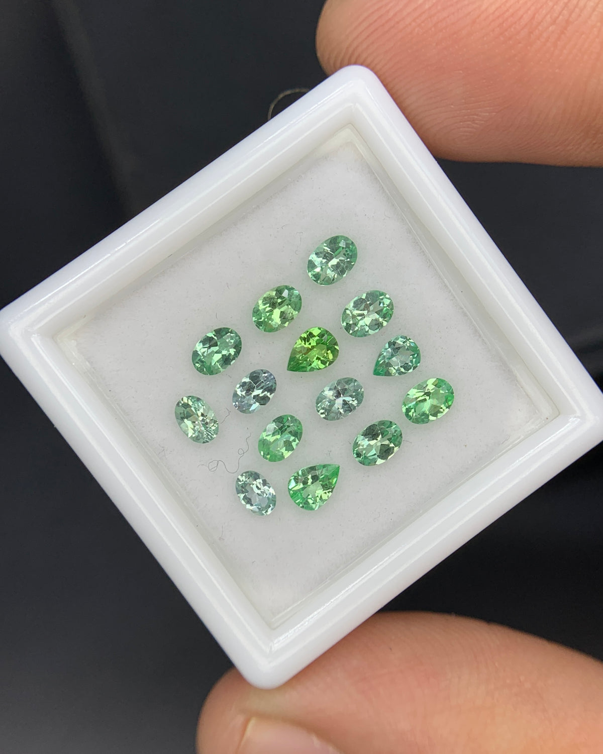 Natural Green Kornerupine Lot 1.47 Carat Mix Size Mix Shape Faceted Gemstone 14 Piece Lot