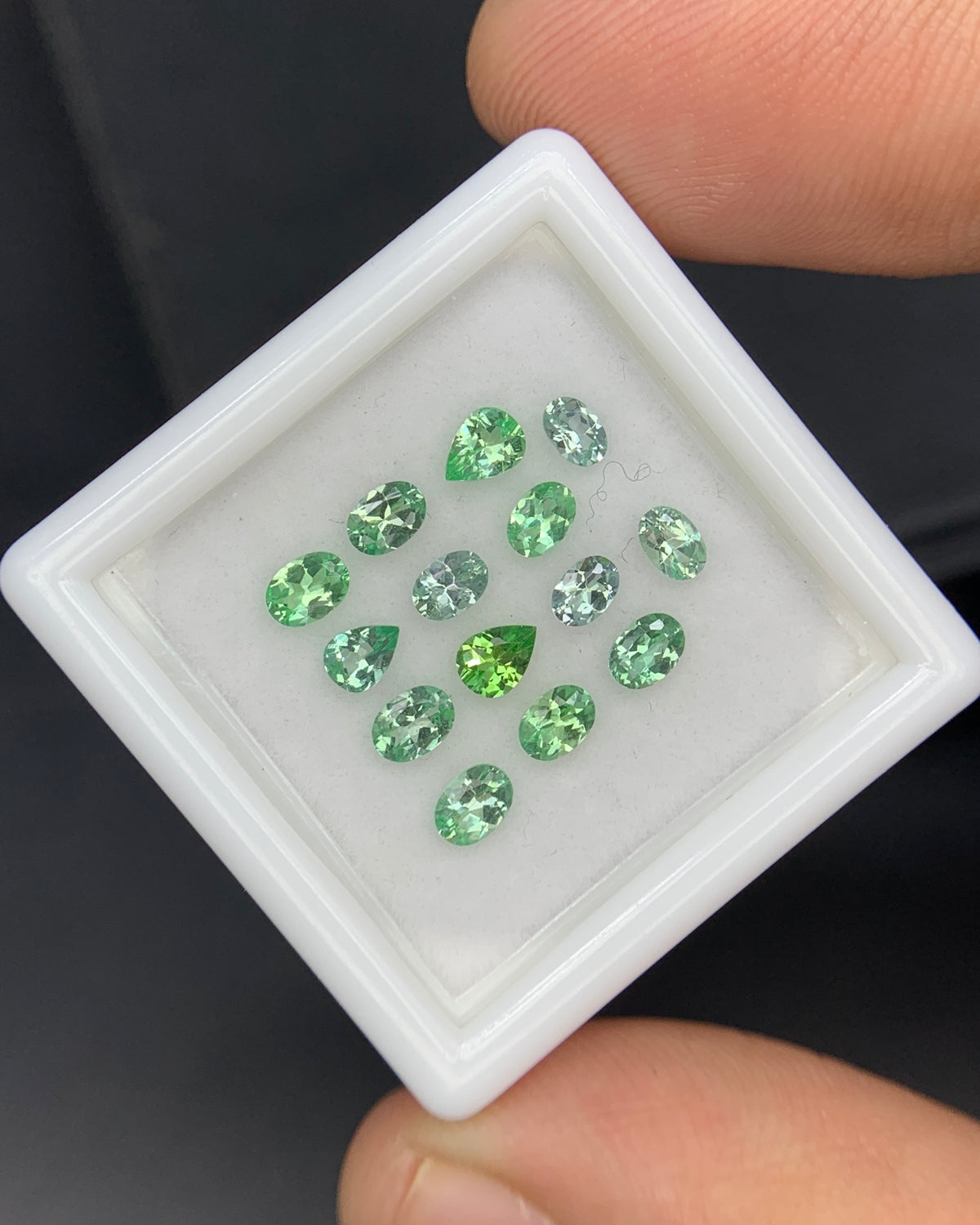 Natural Green Kornerupine Lot 1.47 Carat Mix Size Mix Shape Faceted Gemstone 14 Piece Lot