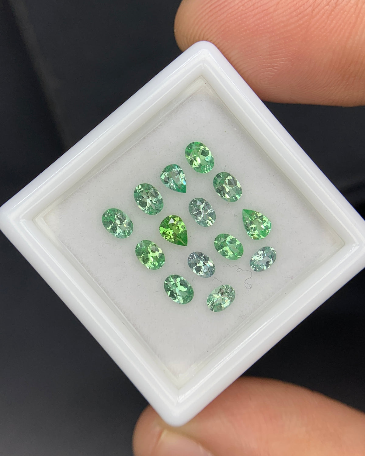 Natural Green Kornerupine Lot 1.47 Carat Mix Size Mix Shape Faceted Gemstone 14 Piece Lot