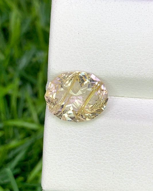 Natural Golden Rutile Quartz 2.31 Carat 10.7x8.6 MM Fancy Shape Faceted Gemstone