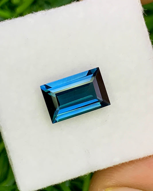 Natural Indicolite Tourmaline 1.57 Carat 9.1x6 MM Baguette Shape Faceted Gemstone