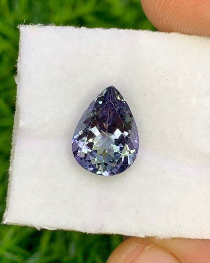 Natural Bi Color Tanzanite 2.80 Carat 11x8 MM Pear Shape Faceted Gemstone