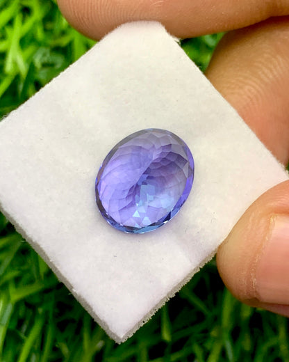 Natural Bi Color Tanzanite 5.21 Carat 12x9.7 MM Oval Shape Faceted Gemstone