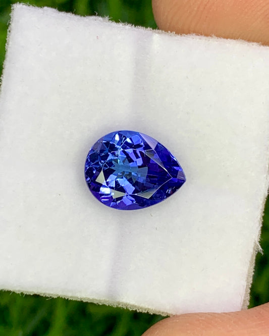 Natural Bi Color Tanzanite 2.02 Carat 9.2x7.2 MM Pear Shape Faceted Gemstone