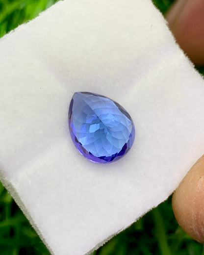 Natural Bi Color Tanzanite 2.02 Carat 9.2x7.2 MM Pear Shape Faceted Gemstone