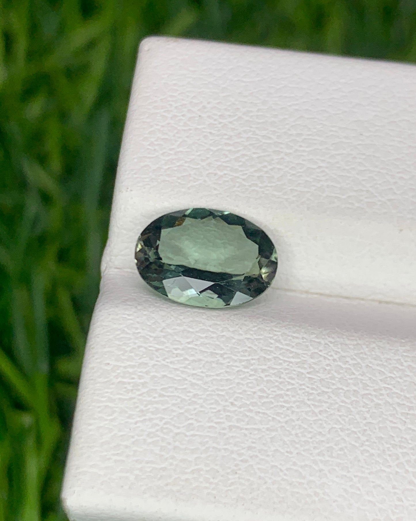Natural Green Gray Tourmaline 1.09 Carat 8x6 MM Oval Shape Faceted Gemstone