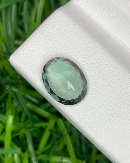 Natural Green Gray Tourmaline 1.09 Carat 8x6 MM Oval Shape Faceted Gemstone