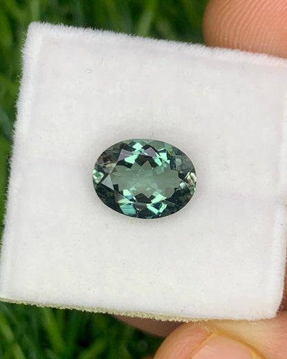 Natural Green Gray Tourmaline 1.09 Carat 8x6 MM Oval Shape Faceted Gemstone