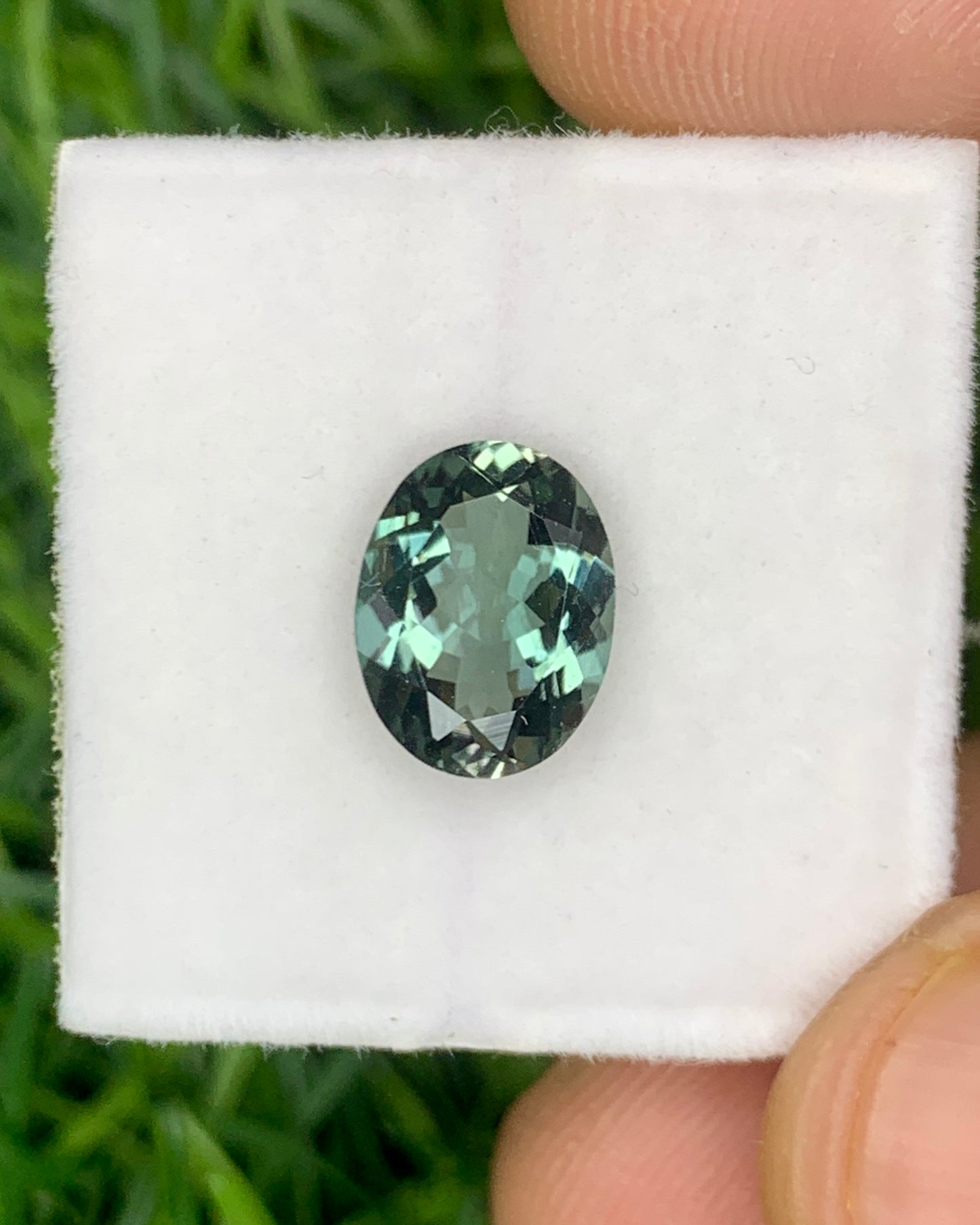 Natural Green Gray Tourmaline 1.09 Carat 8x6 MM Oval Shape Faceted Gemstone